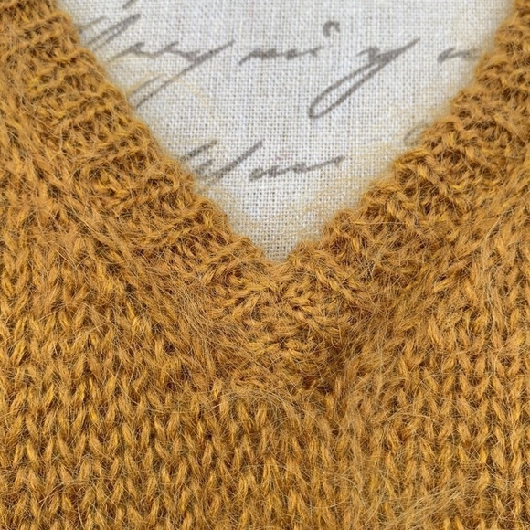 KIKIT MAURICE SASSON Mohair V-Neck Sweater - Mustard - Picture 7 of 10